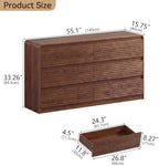 Gyfimoie 55" W Walnut Fluted 6-Drawer Dresser for Bedroom w/Power Outlet - Image 3
