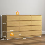 Vibe & Dine Wood 12 Drawer Dresser, Modern Long Dresser for Bedroom, Wood Chest of Drawers with Wide Storage for Living Room - Image 3