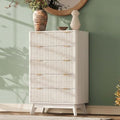 47" Wide Fluted 6 Drawers Dresser for Bedroom,Curved Edge,White by TROJMHome