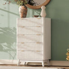 47" Wide Fluted 6 Drawers Dresser for Bedroom,Curved Edge,White by TROJMHome