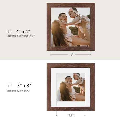 puthiac 4x4 Solid Oak Wood Picture Frame, Walnut, 1 Pack - Image 4