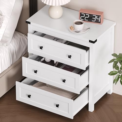 BORNOON 3-Drawer Dresser, Small Wooden Chest of Drawers with Metal Knobs, Water-Resistant Top, Storage Organizer with Anti-Tip Kit for Bedroom, Nursery, Living Room - Image 4