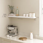 Ballucci Floating Shelf, 48" Wood Wall Shelf with Invisible Brackets for Bathroom, Living Room, Bedroom, Kitchen, Nursery, 8" Deep, White - Image 3