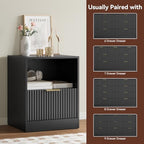 3-Piece 9 Drawer Dresser and 1-Drawer Nightstand Set, Black丨63 Wide Fluted Bedroom Dresser Set Night Stand Set of 2, Modern Wood Chest of Drawers Storage Dressers Set for Bedroom - Image 7