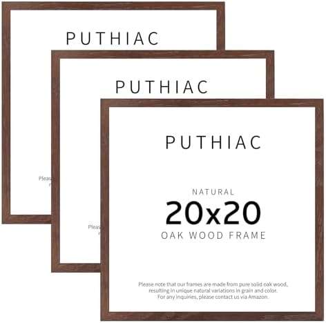 puthiac 20x20 Solid Oak Wood Picture Frames, Walnut, 3 Pack by PUTHIAC