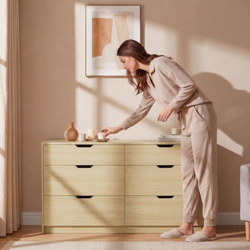 YESHOMY Dresser for Bedroom, 47.2" Modern Wood Chest with 6 Drawers - Image 6