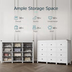 Xixini 59.1" Wide 12-Drawer Farmhouse Dresser for Bedroom, White - Image 4