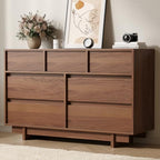 7 Drawer Walnut Dresser for Bedroom, 51.5" Wide Mid Century Modern Dresser by SINROM