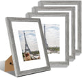 Hongkee 9x12 Picture Frame Set of 4, Made of Glass and Grey Wooden Frame - Display Picture 6x8 with Mat or 9 x 12 Without Mat, 9 by 12 Photo for Wall or Tabletop by Hongkee