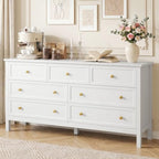 CARPETNAL 55" White Dresser for Bedroom with 7 Drawers & Modern Gold Handle - Image 2