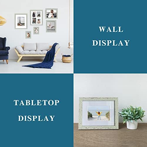 Hongkee 5x7 Picture Frame Set of 4, Made of Real Glass and Sage Green Wooden Frame, 5 by 7 Photo for Wall or Tabletop - Display Picture 4x6 with Mat or 5x7 Without Mat - Image 3