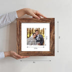Hongkee 6x6 Picture Frame Set of 4, Made of Glass and Rustic Brown Wooden Frame - Display Picture 4x4 with Mat or 6 x 6 Without Mat, 6x6 Photo for Wall or Tabletop - Image 2