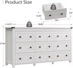Xixini 59.1" Wide 9-Drawer Farmhouse Dresser for Bedroom, White - Image 3