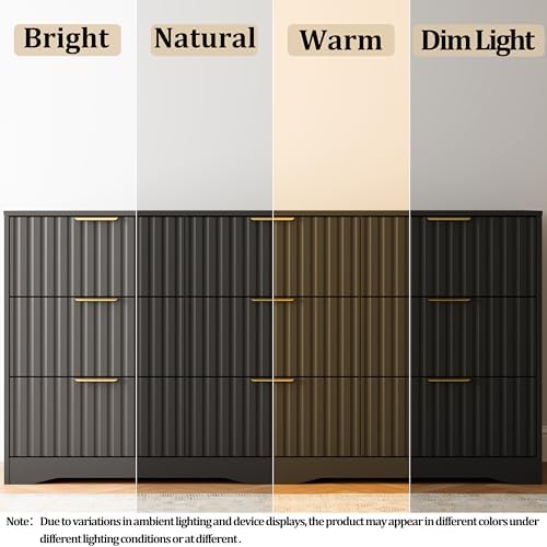 Fluted 9 Drawers Dresser for Bedroom, 63" Wide Wood Dressers, Black - Image 5