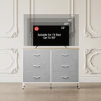 WLIVE Dresser for Bedroom with 6 Fabric Drawers, Light Grey - Image 6