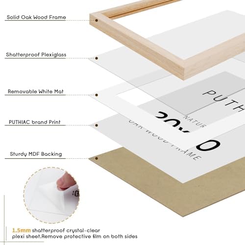 puthiac 20x20 Solid Oak Wood Picture Frame, Natural Oak, 1 Pack - Image 2