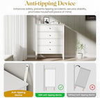 RoyalCraft White Fluted 4 Drawer Dresser for Bedroom, Modern Chest of Drawers, Wood Dresser for Storage Clothes, Wooden Storage Cabinet Nightstand for Bedroom, Hallway, Living Room, Entryway - Image 6