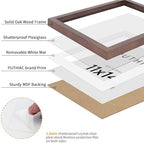 puthiac 11x14 Solid Oak Wood Picture Frame, Walnut, 1 Pack - Image 2