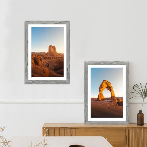 Hongkee 14x20 Frame Set of 4, 14 x 20 Grey Wood Style(Mat 12x18) - Image 6
