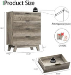 Xixini Fluted Nightstand with 4 Drawers, 31.5" Wide Side Table, Grey - Image 2