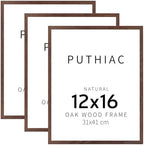 puthiac 12x16 Solid Oak Wood Picture Frames, Walnut, 3 Pack by PUTHIAC