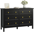 CARPETNAL 47" Black Dresser for Bedroom with Modern Gold Handles & 6 Drawer by CARPETNAL