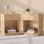 Fluted Nightstands Set of 2, Mid Century Bedside End Side Table by Zeibospri