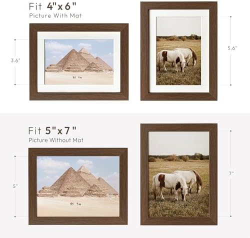 5x7 Picture Frame, Solid Oak Wood 5 x 7 Photo Frame with Mat to 4x6 - Image 3