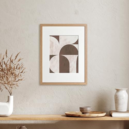 12x16 Picture Frame, Solid Oak Wood 12x16 Frames with Mat to 8.5x11 - Image 6