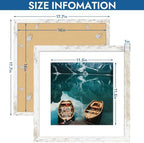 Hongkee 16x16 Frame Set of 4, 16 x 16 Distressed White Wood(Mat 12x12) - Image 3