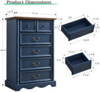 Farmhouse 6 Drawers Dresser, 47" High, Blue - Image 2