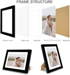 Hongkee 7x10 Picture Frame Set of 4, Made of Real Glass and Black Frame - Display 5.5 x 8.5 Diploma Frame with Mat or 7x10 Without Mat, 7 by 10 Photo for Wall or Tabletop - Image 3