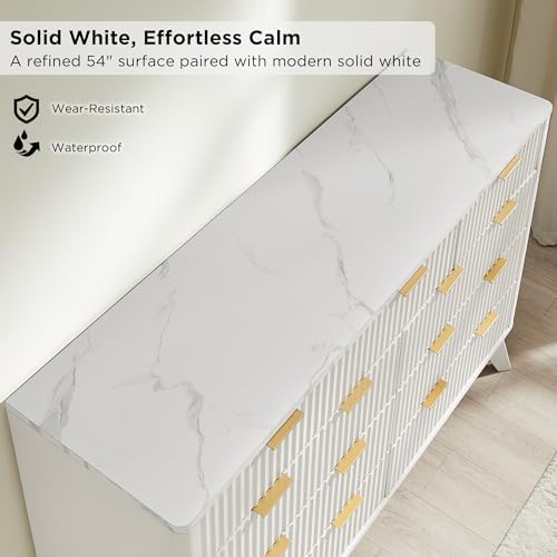 T4TREAM 54" Wide Fluted 9 Drawer Dresser for Bedroom, Solid White - Image 5