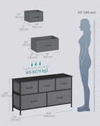 SONGMICS Dresser for Bedroom, Wide Dresser with 5 Fabric Drawers - Image 2