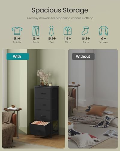 SONGMICS Dresser for Bedroom, Tall Dresser with 4 Fabric Drawers - Image 4