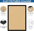 Hongkee 13x19 Picture Frame Set of 4, 13 x 19 Black Wood Style(Mat 11x17) - Image 5