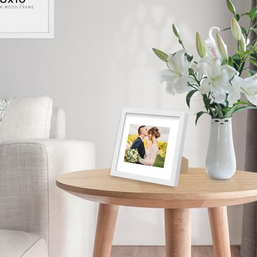 puthiac 8x8 Solid Oak Wood Picture Frame, White, 1 Pack - Image 4