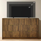 Walnut Dresser with 7 Drawer 55" Wide Fluted Dresser for Bedroom丨Modern Chest of Drawer with Metal Handles, Wood TV Stand for Bedroom, Living Room, Entryway, Hallway, Walnut - Image 6