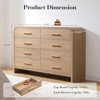 Curved Drawer Dresser for Bedroom with 8 Drawers, 54'' Wide Chest of Drawer - Image 2