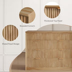 LYNCOHOME Fluted Tall Dresser for Bedroom, 9 Drawer Chest of Drawers, Oak - Image 4