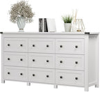 Xixini 59.1" Wide 9-Drawer Farmhouse Dresser for Bedroom, White by Xixini