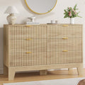 Garvee 6 Drawer Dresser for Bedroom, 47" Wide Fluted Chest of Drawers, Oak by Garvee