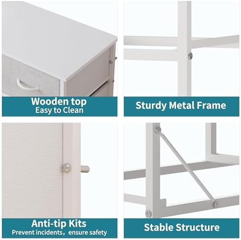LUMTOK 10 Drawers Dresser with Fabric Bins for Bedroom,Closets，Light Gray - Image 4