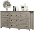 Xixini 59.1" Wide 9-Drawer Farmhouse Dresser for Bedroom, Light Grey by Xixini