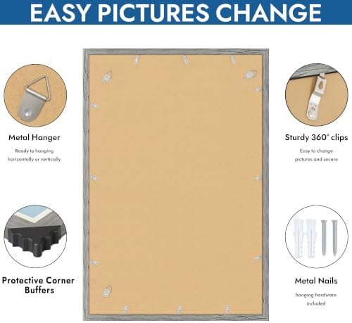 Hongkee 20x30 Frame Set of 4, 20 x 30 Grey Wood Style(Mat 16x24) - Image 5