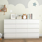 White 12 Drawer Dresser for Bedroom,Modern Long Deep Drawer Dresser,Wood Storage Chest of Drawer, Storage Organizer Drawers for Living Room - Image 5