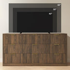 Walnut Dresser with 9 Drawer 63" Wide Fluted Dresser for Bedroom丨Long Dresser Modern Chest of Drawers with Gold Handle, Wood TV Stand Storage Organizer for Bedroom, Living Room, Walnut - Image 6