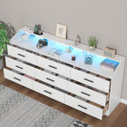 9 Drawer Dressers for Bedroom with Charging Station &Led, 63'' Long Dresser - Image 3