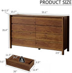 HOUROM Walnut Dresser for Bedroom,55"Wide 8 Drawer Mid Century Modern Chest - Image 2
