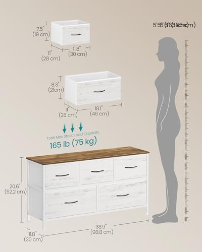 SONGMICS Dresser for Bedroom, Wide Dresser with 5 Fabric Drawers - Image 2